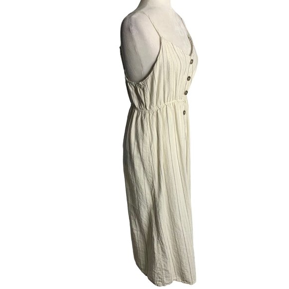 Streetwear Society Button Up Midi Dress L White Stripe Adjustable Straps Elastic - Picture 5 of 6